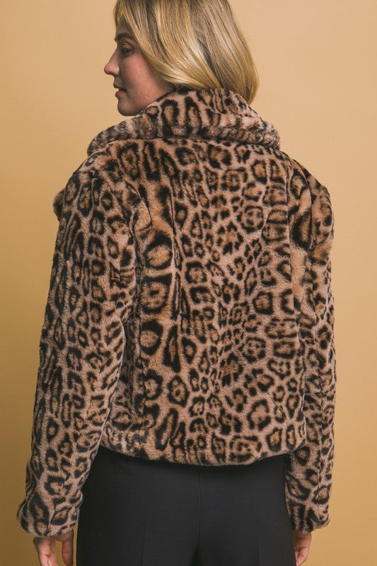 Leopard Print Faux Fur Jacket