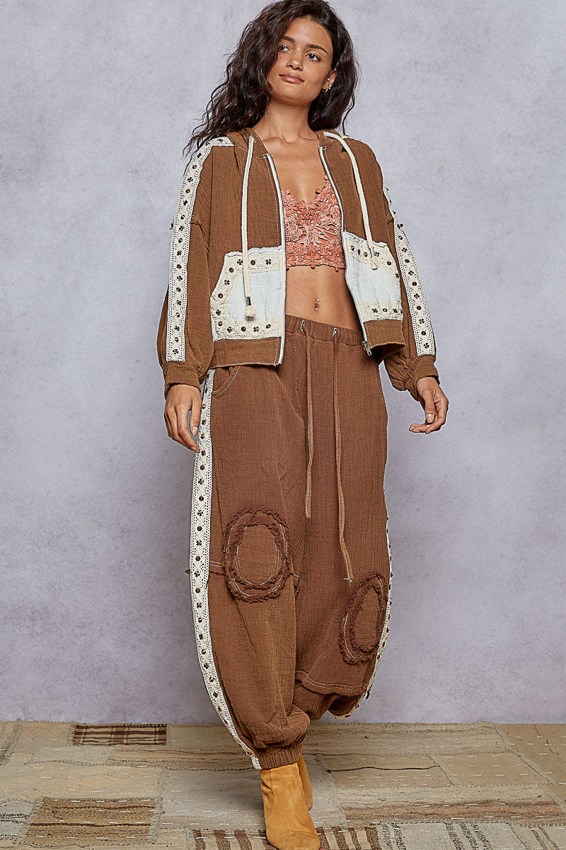 Vintage Hoodie Jacket - Chocolate