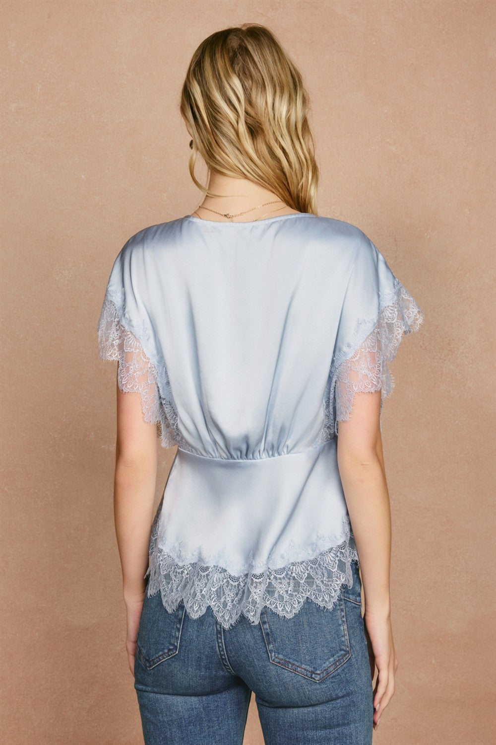 Maddie Satin Top Blue