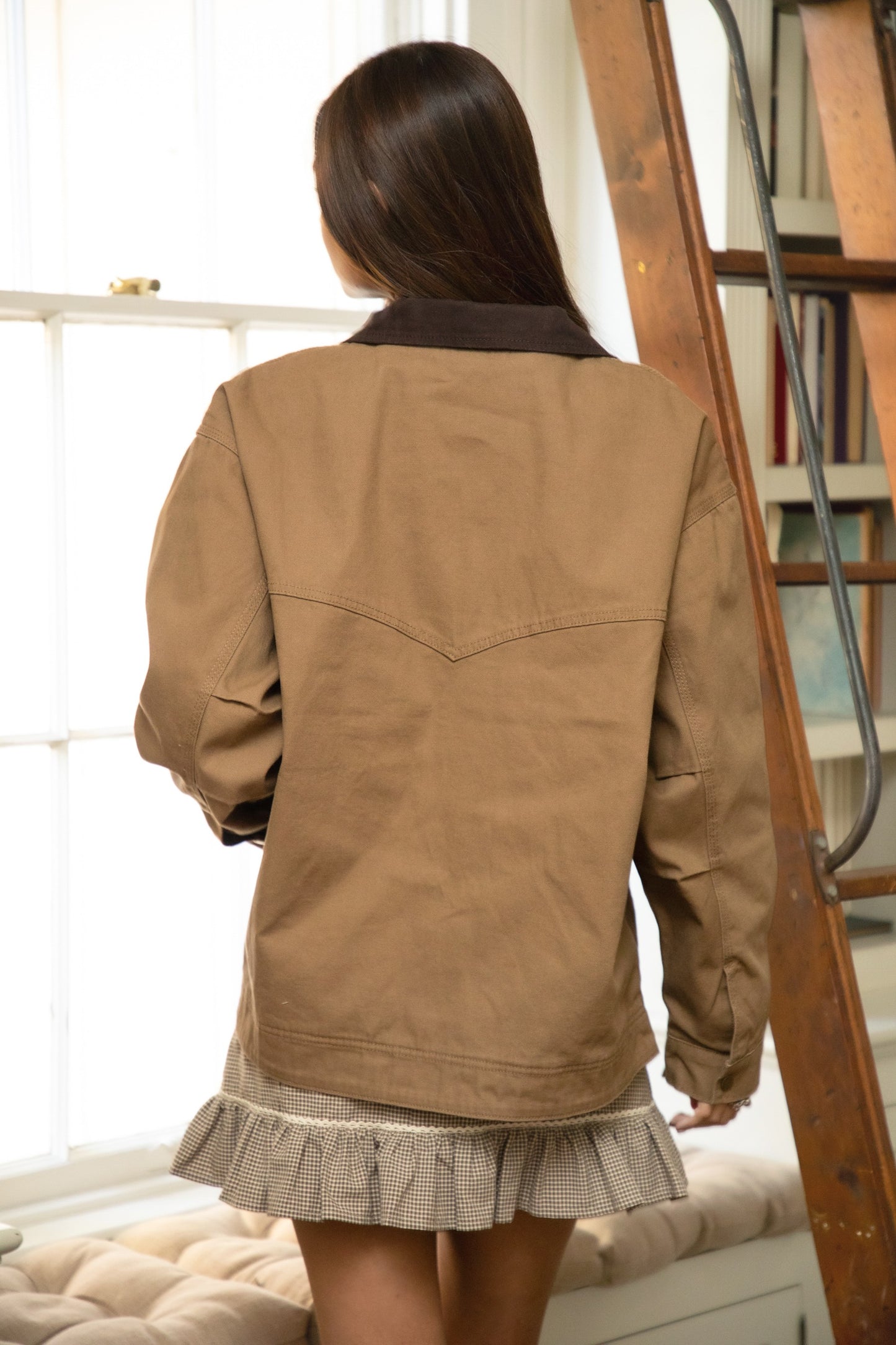 Sableton Oversized Canvas Twill Corduroy Collar Jacket