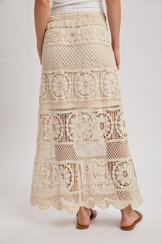 Laguna Crochet Knit Skirt with Lining