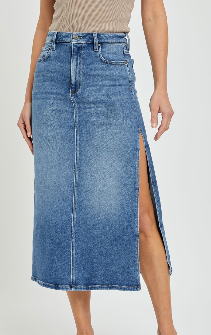 Wild Flower Denim Midi Skirt