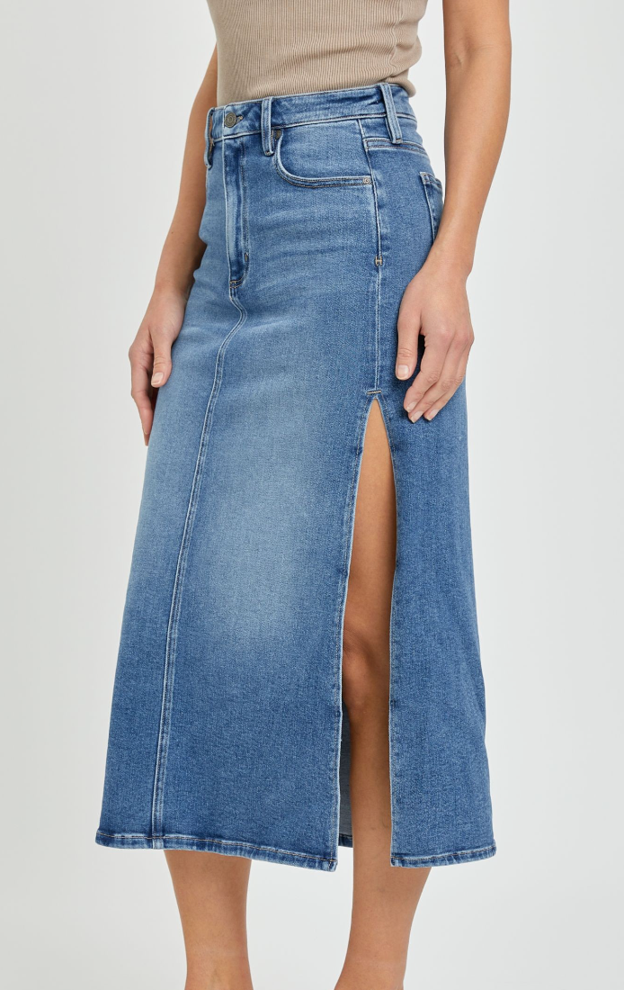 Wild Flower Denim Midi Skirt