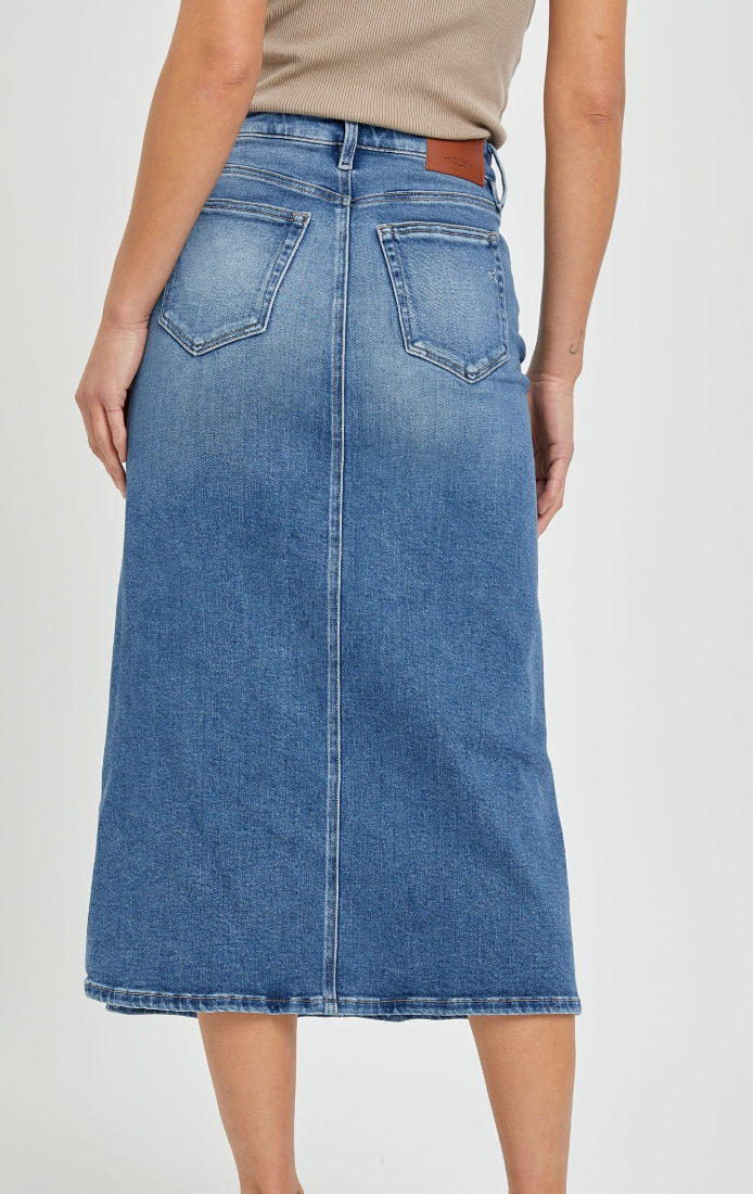 Wild Flower Denim Midi Skirt