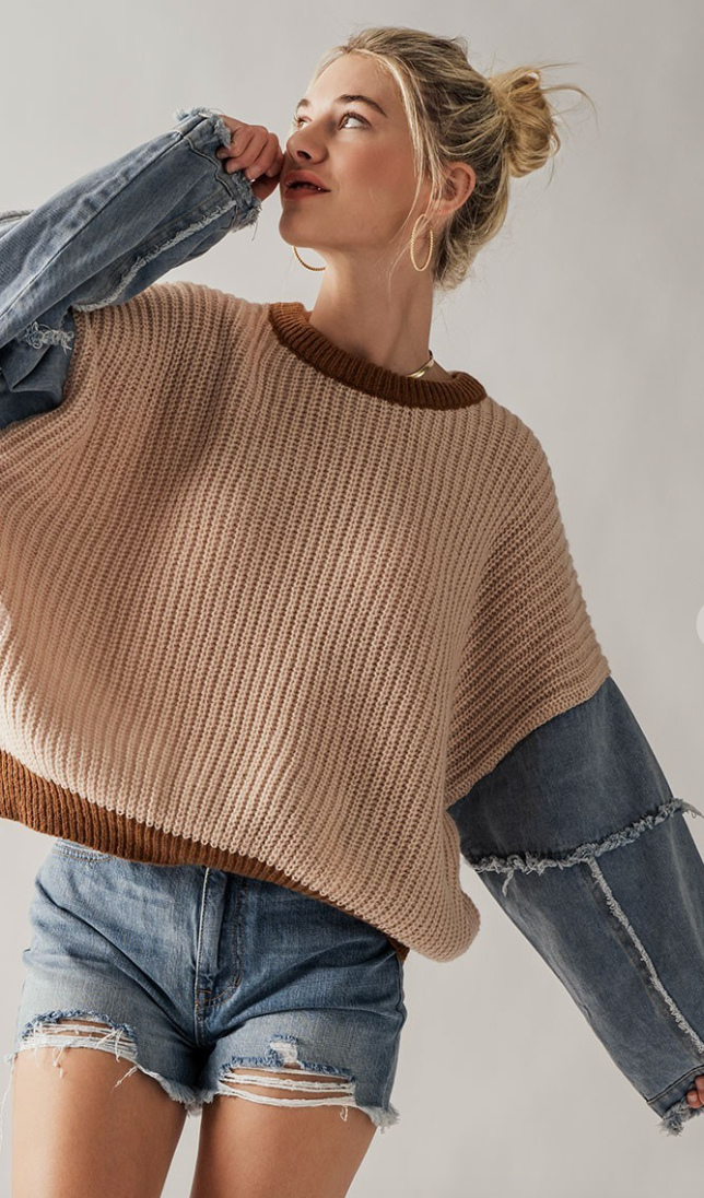 Soho Denim Sweater - Taupe