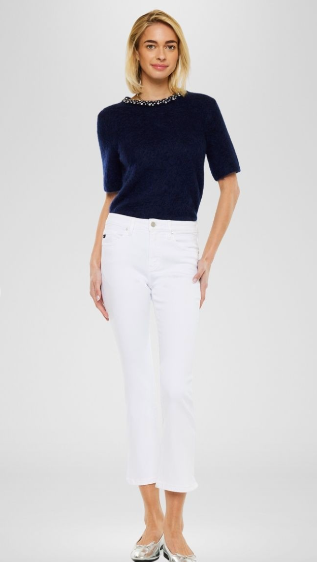 High Rise Flare Kick Jeans - White