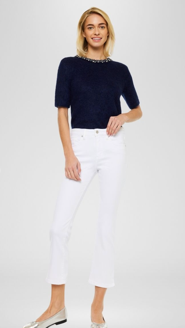 High Rise Flare Kick Jeans - White