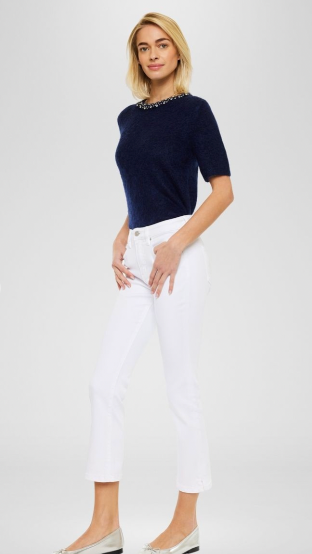 High Rise Flare Kick Jeans - White