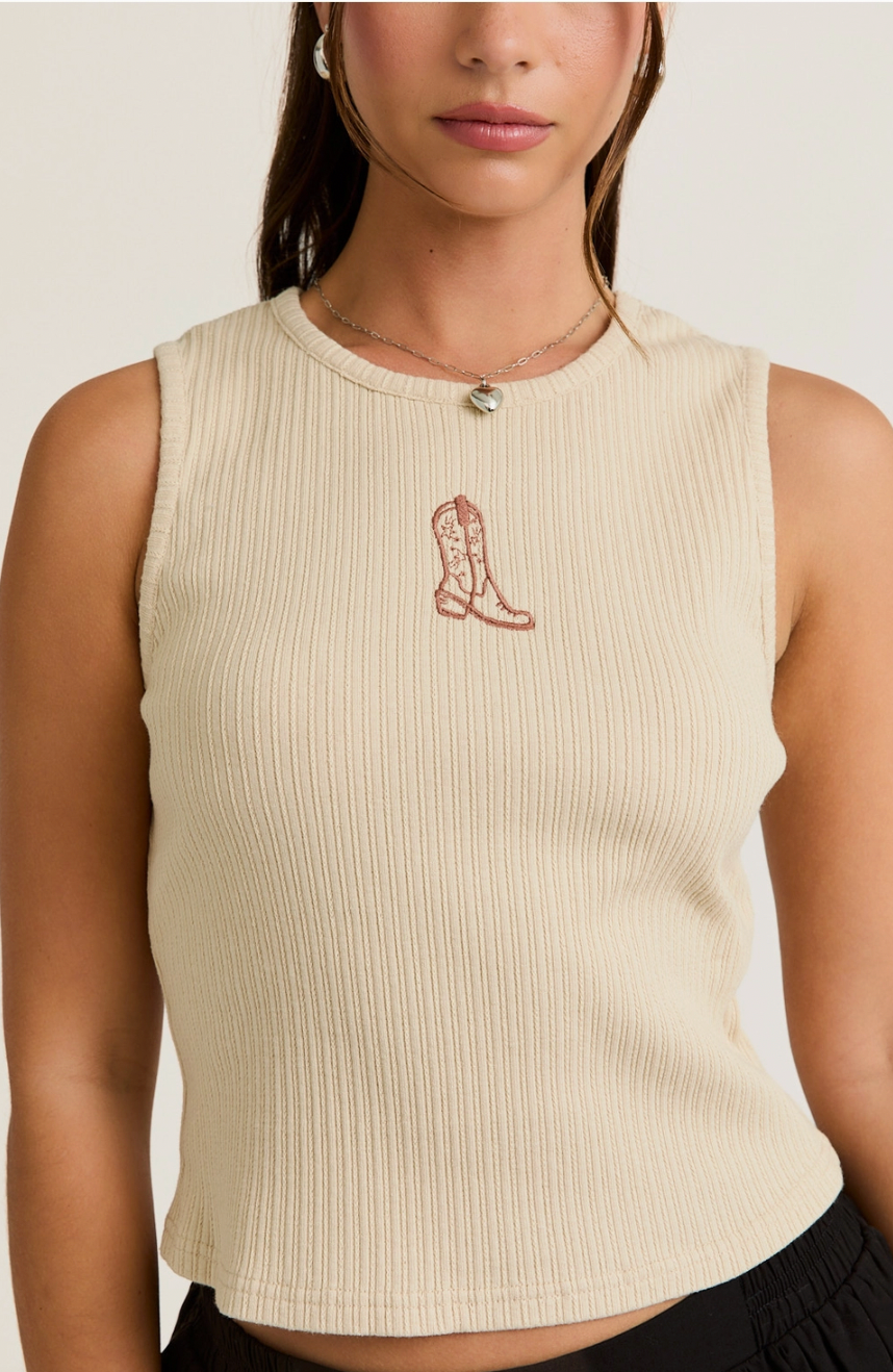 Cowboy Embroidery Knit Top