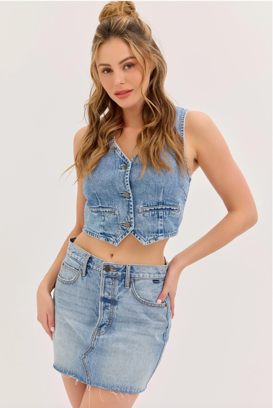 Line Up Denim Skirt