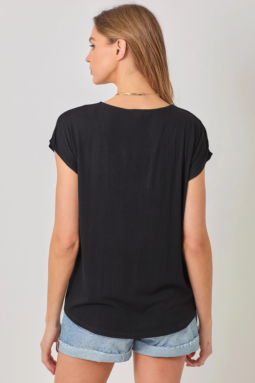 Surplice V-Neck Short - Black