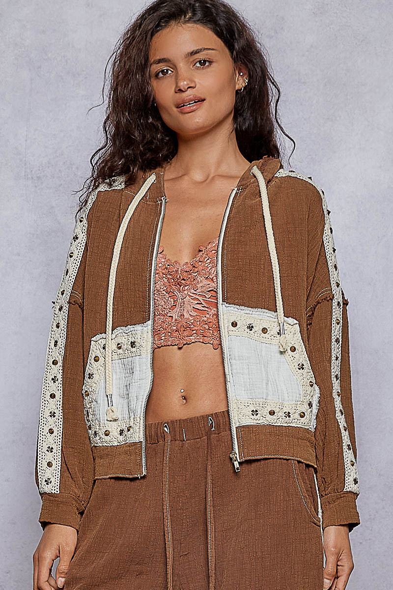 Vintage Hoodie Jacket - Chocolate