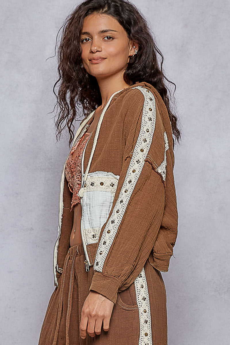 Vintage Hoodie Jacket - Chocolate