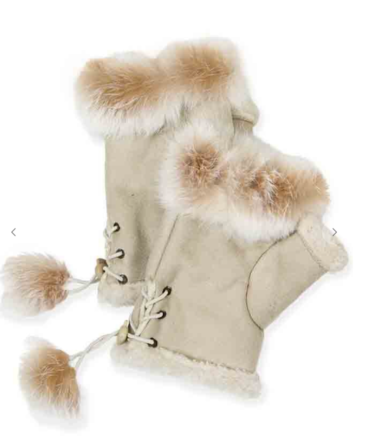 Fringe Fingerless Glove - Beige