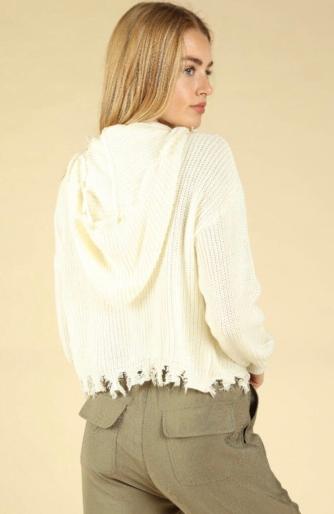 Distressed Zip Up Hoodie