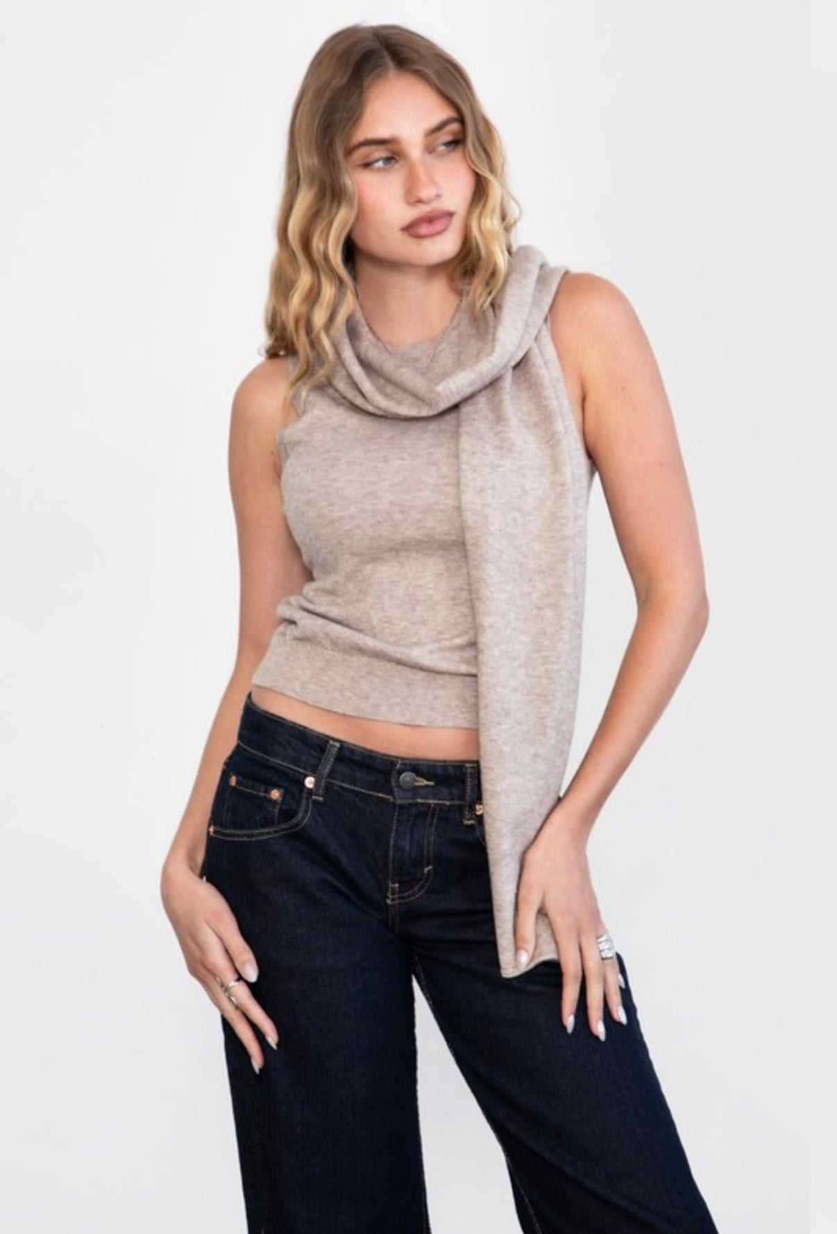 Brigette Knit Sweater with Scarf