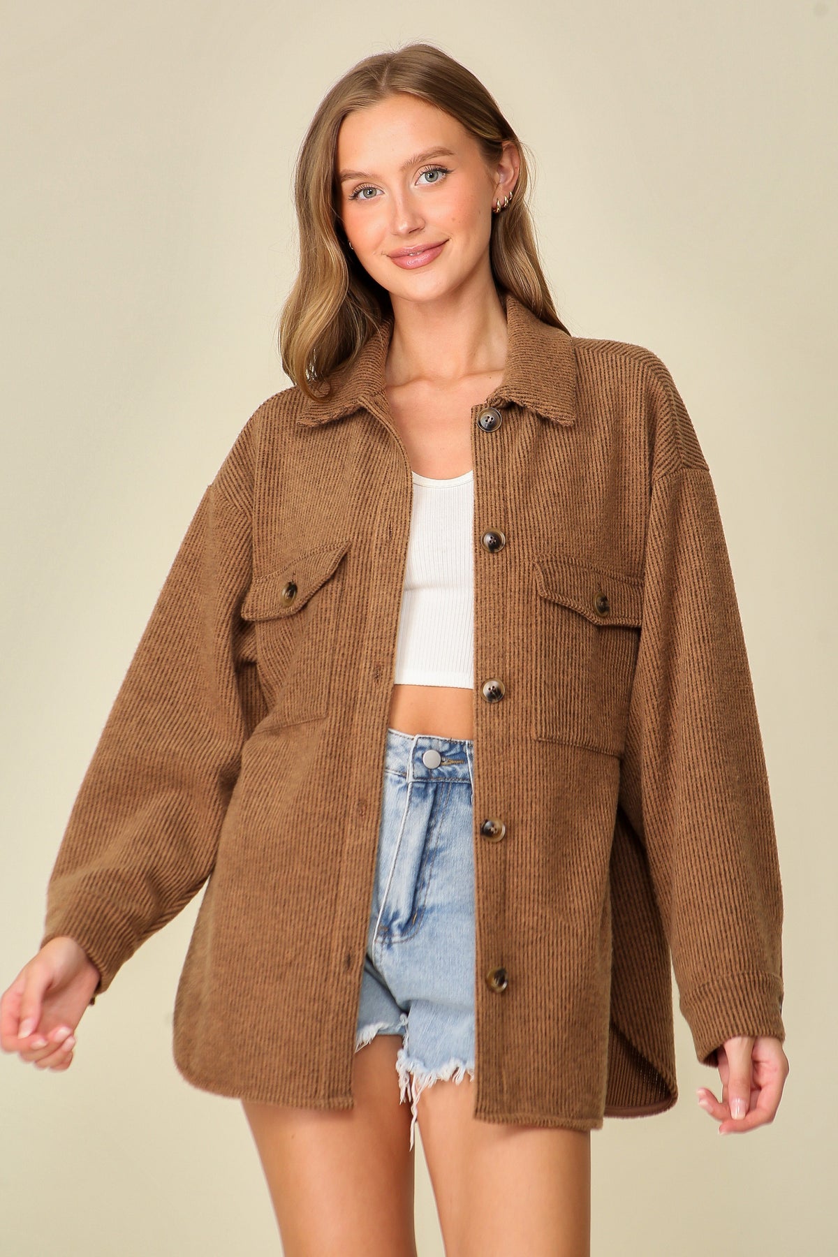 Parker Cozy Brushed Waffle Oversized Shacket