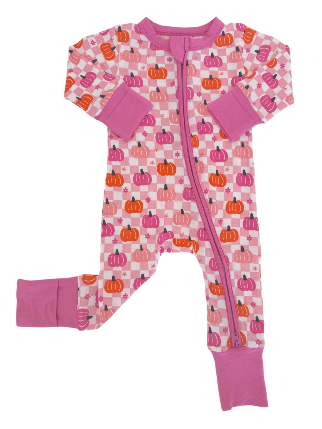 Pumpkin Checkerboard Pink Romper