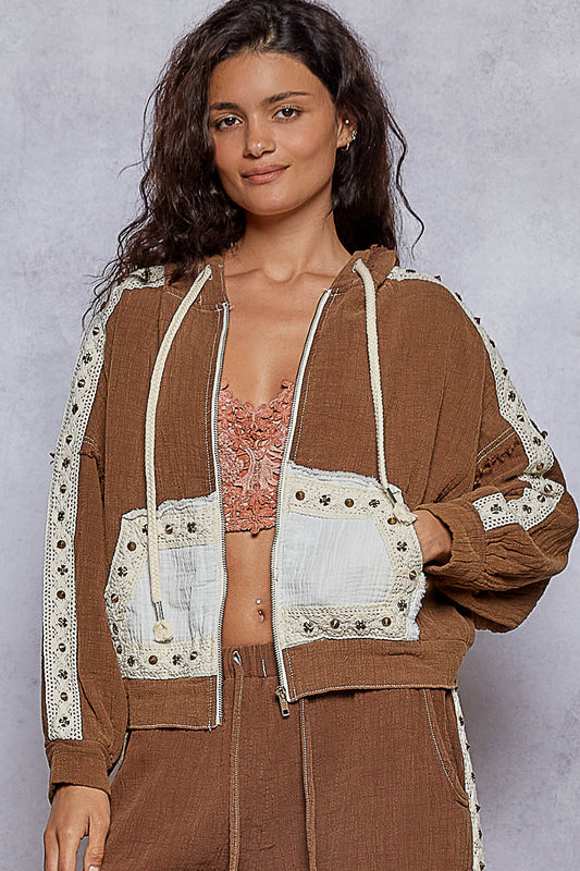 Vintage Hoodie Jacket - Chocolate