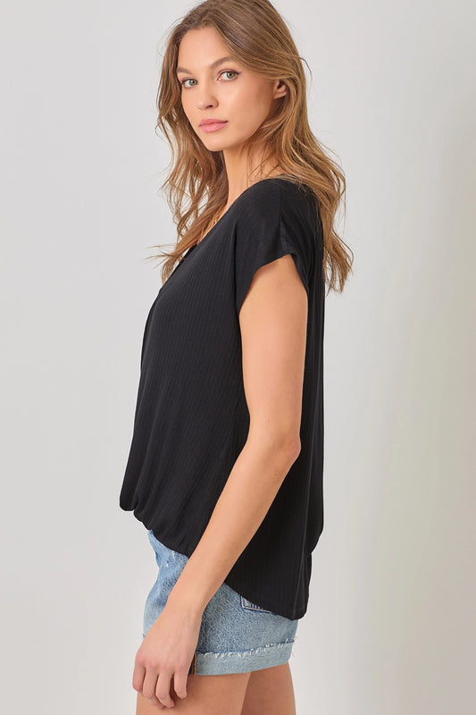 Surplice V-Neck Short - Black