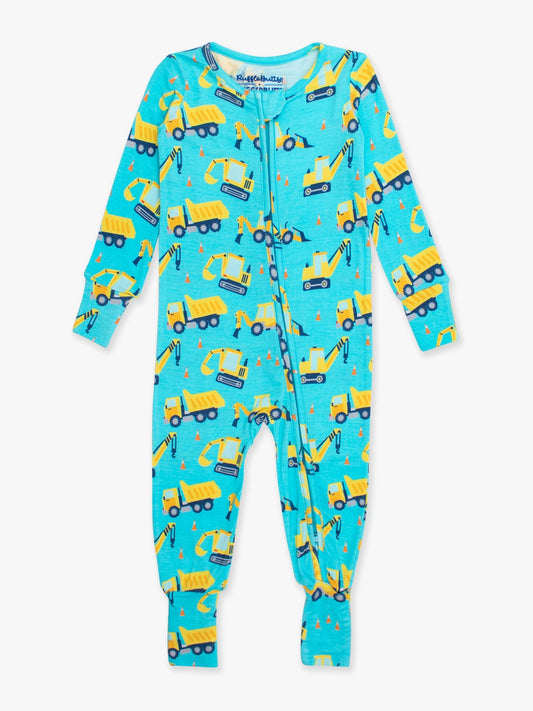 Bamboo Under Construction Convertible One Piece Footie Pajama