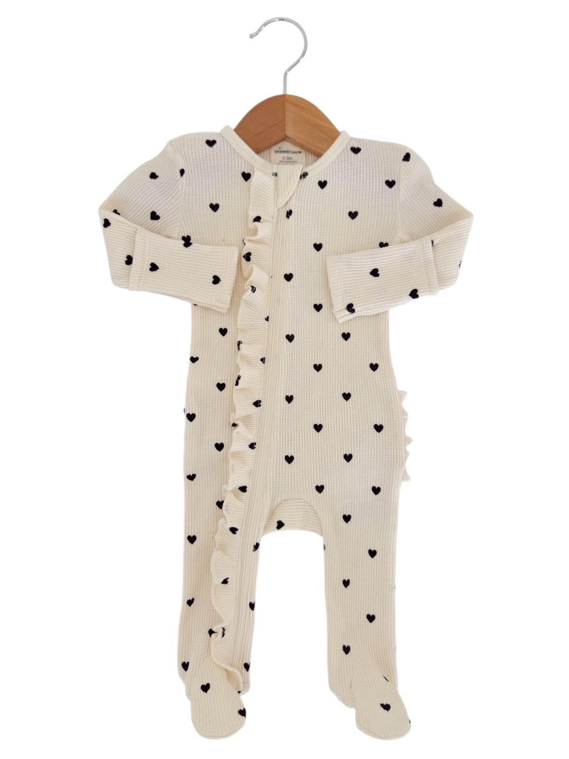 Isabella Heart Waffle 2-Way Zip Ruffle Footie