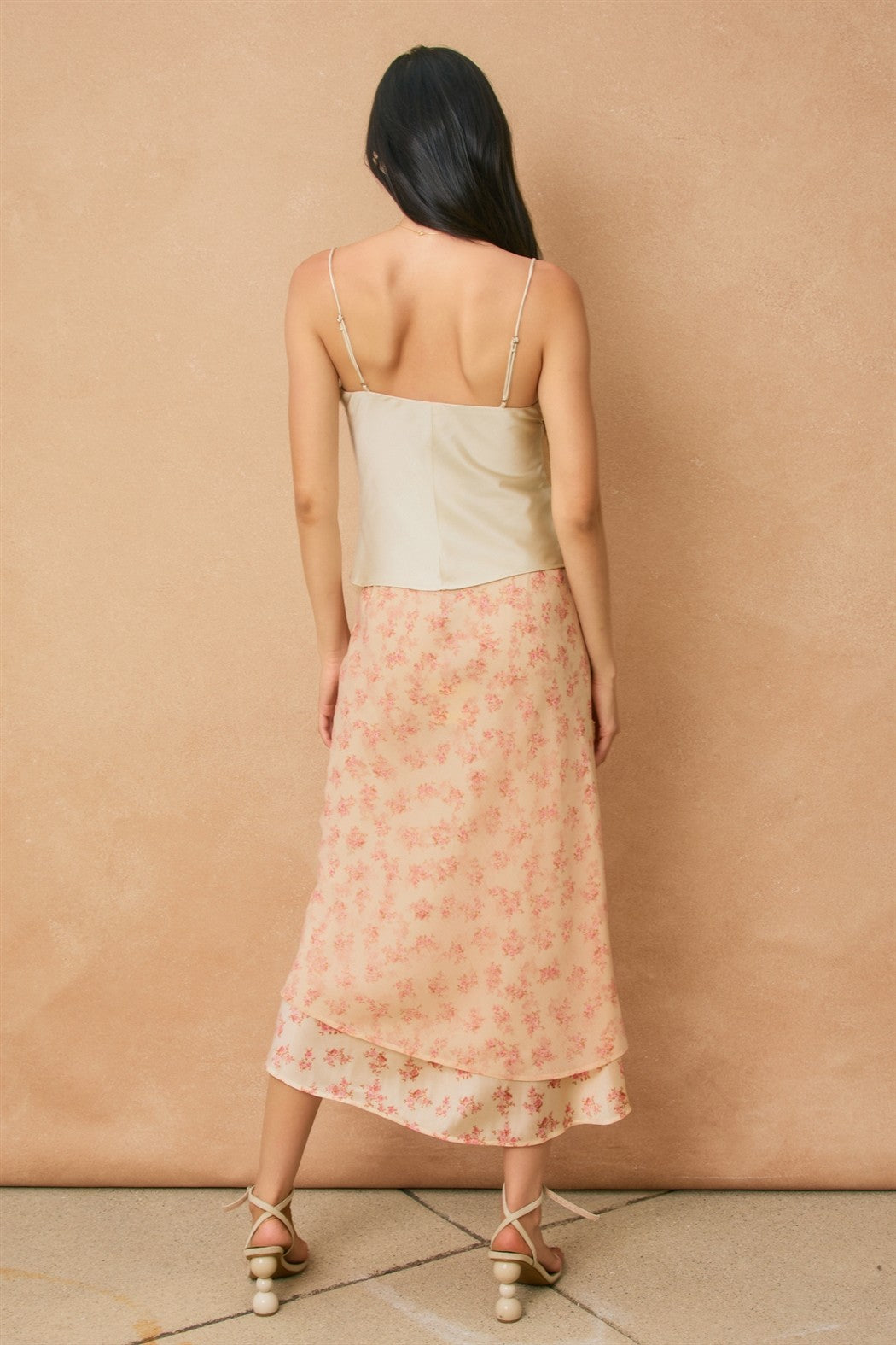 Rosewater  Layered Print Midi Skirt