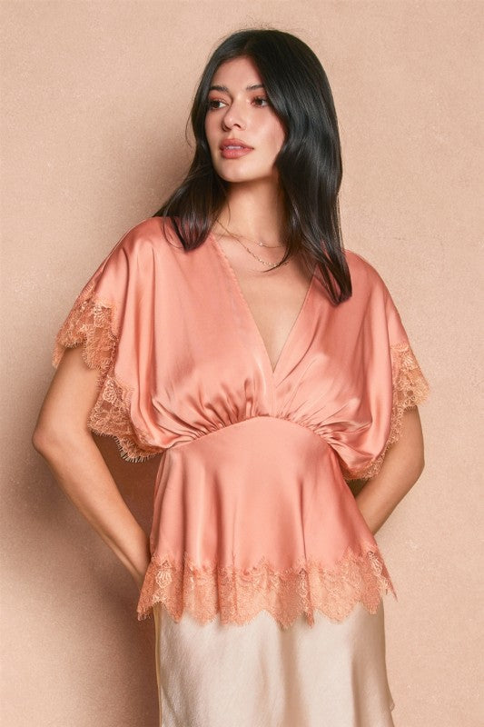 Maddie Satin Top Blush