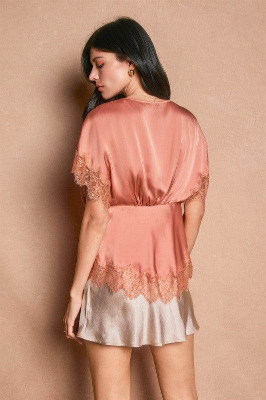 Maddie Satin Top Blush