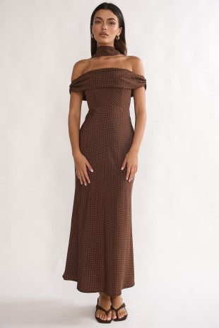 Scarf Micro Polka Dot Maxi Dress