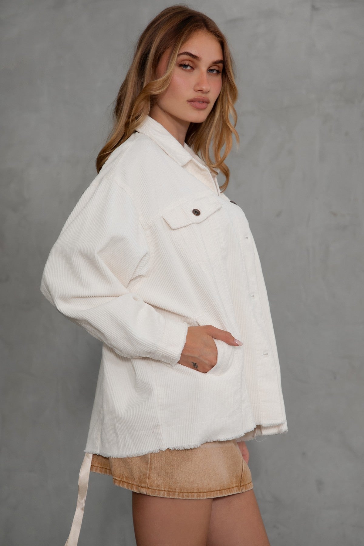 Reagan Oversized Button Corduroy Shacket