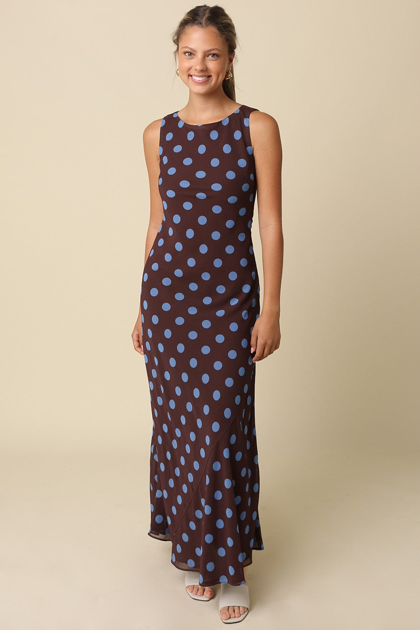 Miley Polka Dot Sleeveless Maxi Dress