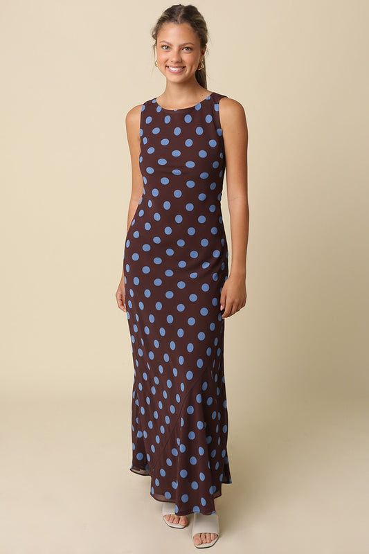 Miley Polka Dot Sleeveless Maxi Dress