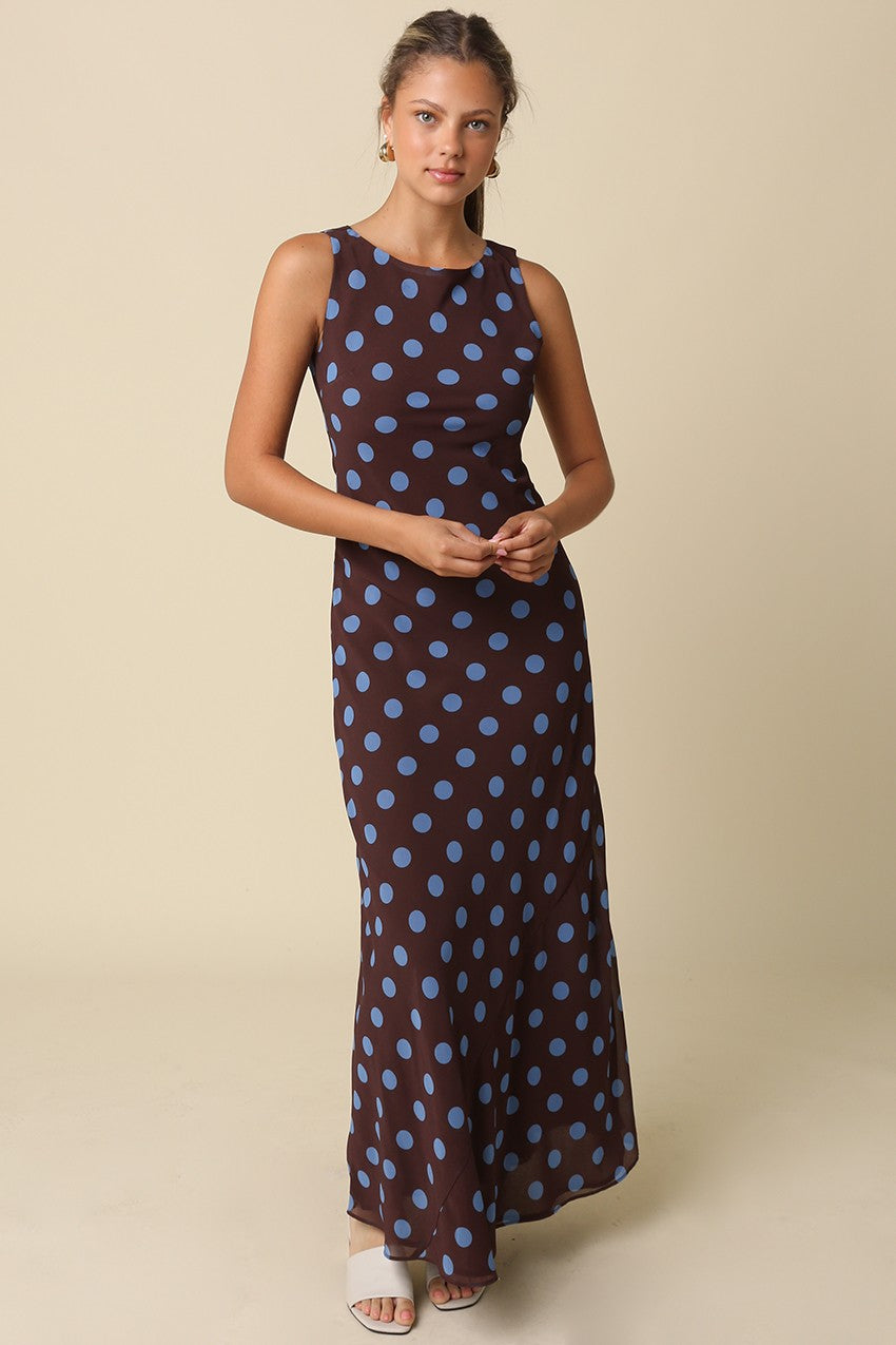 Miley Polka Dot Sleeveless Maxi Dress
