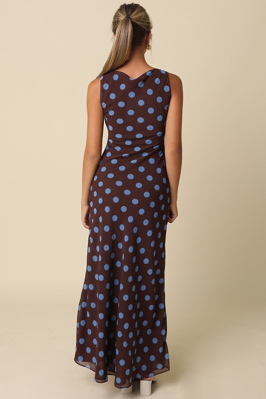 Miley Polka Dot Sleeveless Maxi Dress