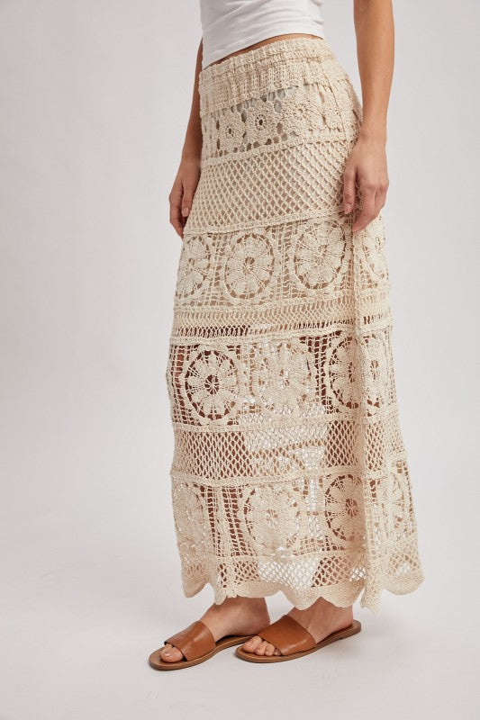Laguna Crochet Knit Skirt with Lining
