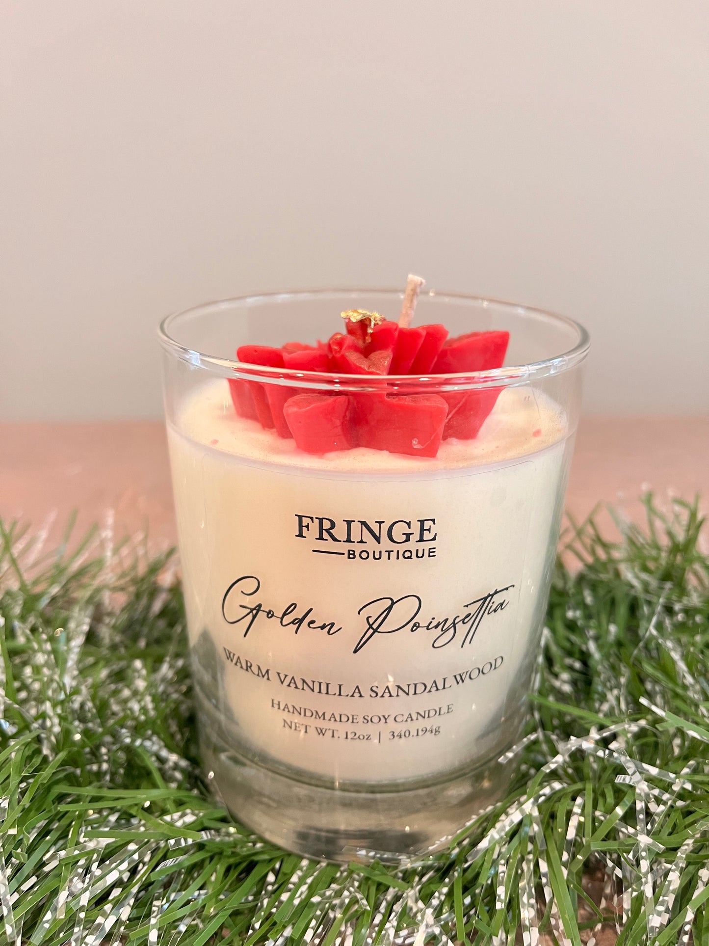 Golden Poinsettia Candle