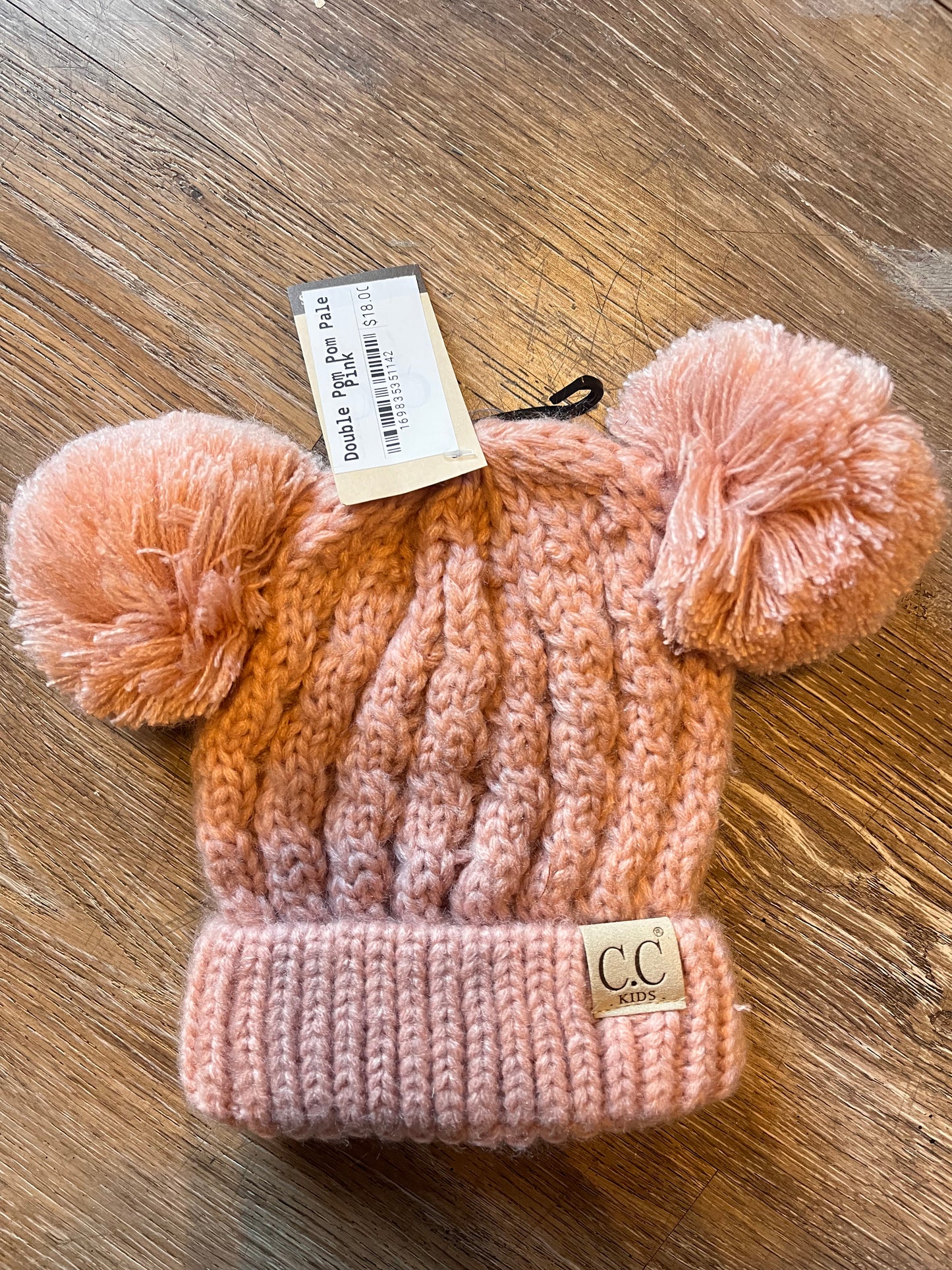 C.C Children Double Pom Pom Beanie - India Pink