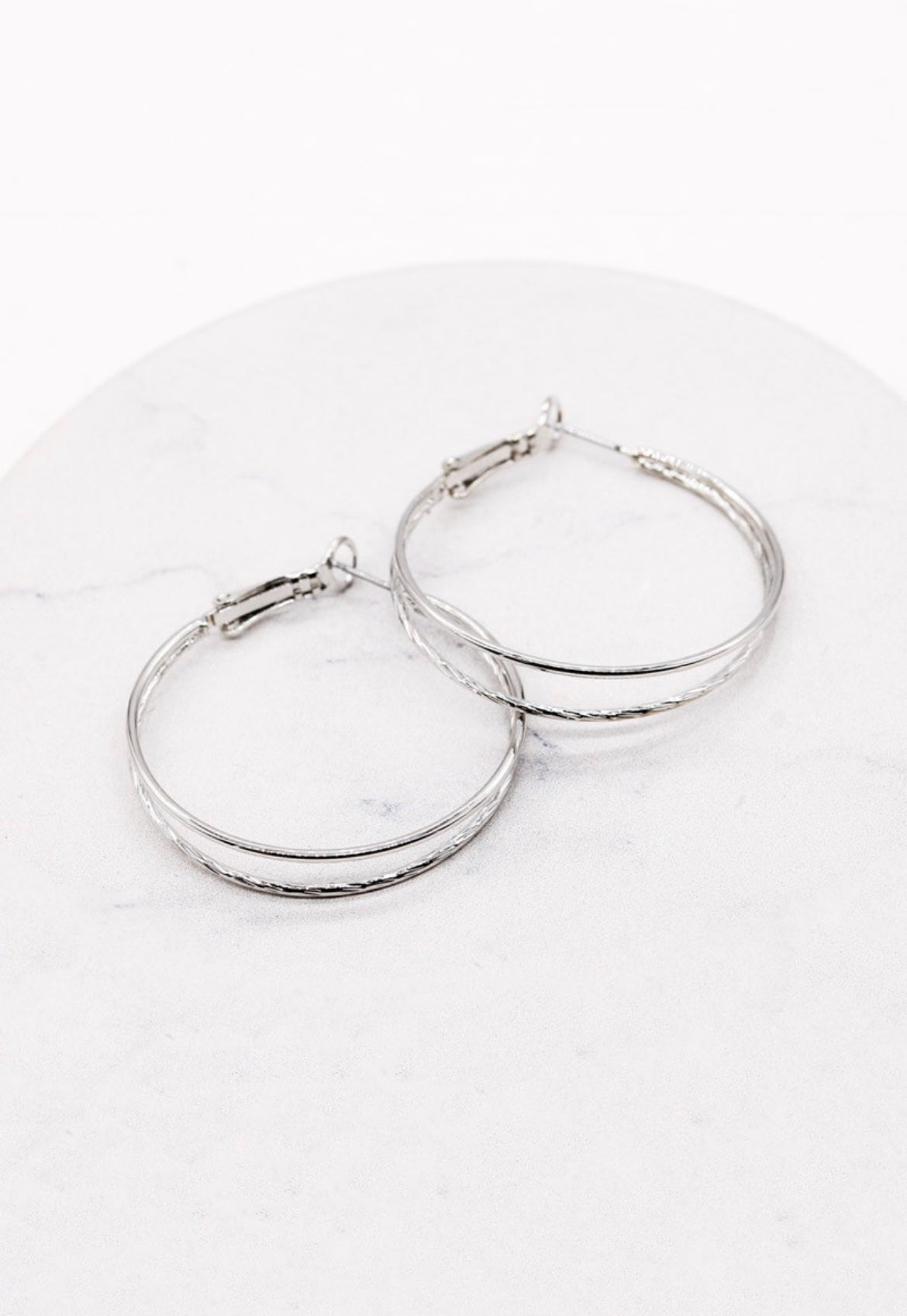 Double Hoop Earring - Silver