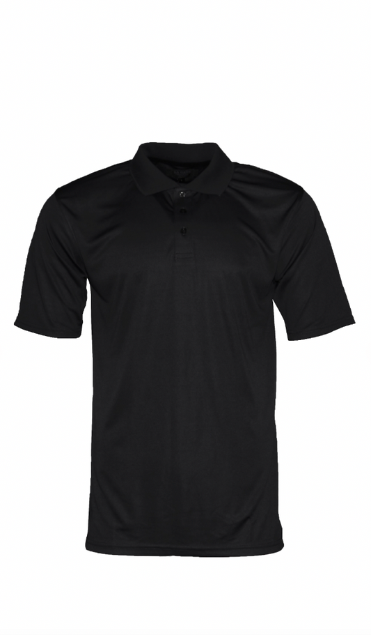Mens Polo Button Shirt Short Sleeve - Black
