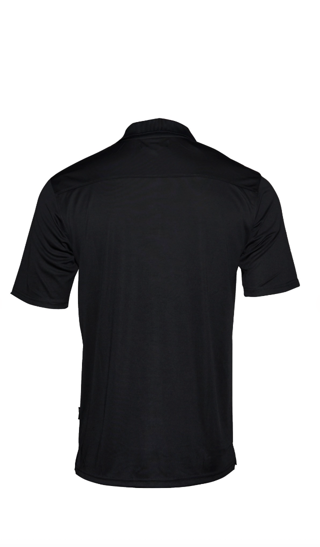 Mens Polo Button Shirt Short Sleeve - Black