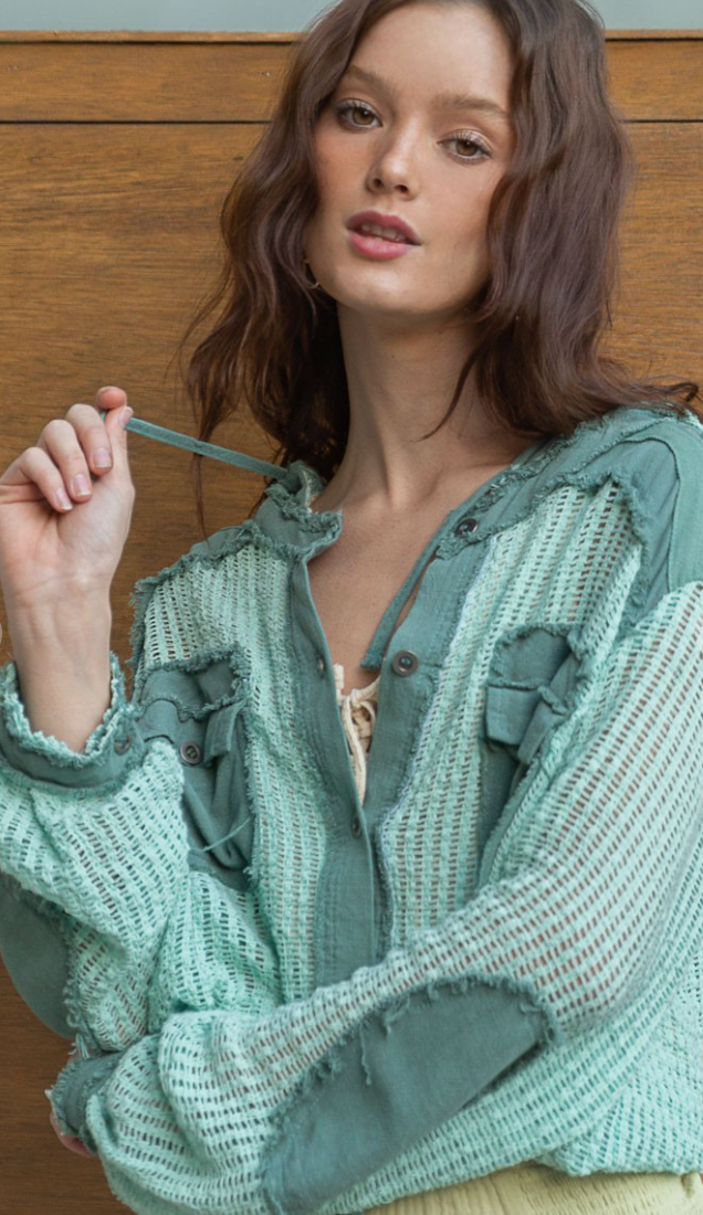 Molly Mesh Top - Sage