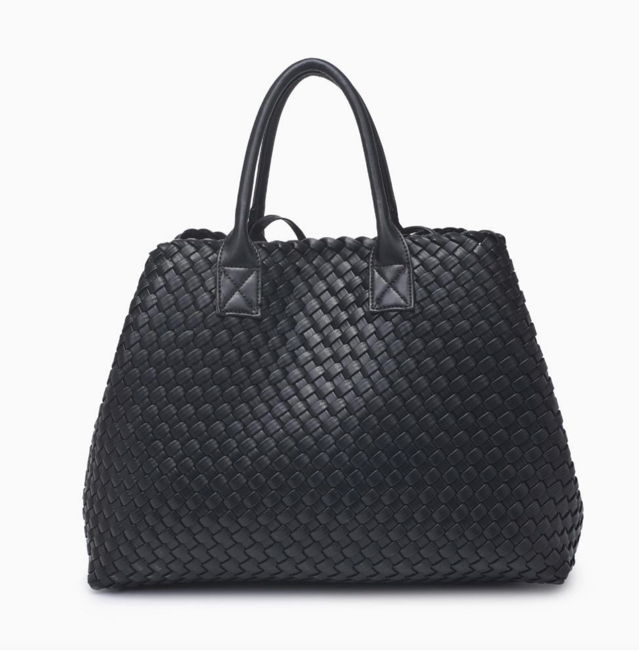 Ithaca Woven Vegan Leather Tote - Black