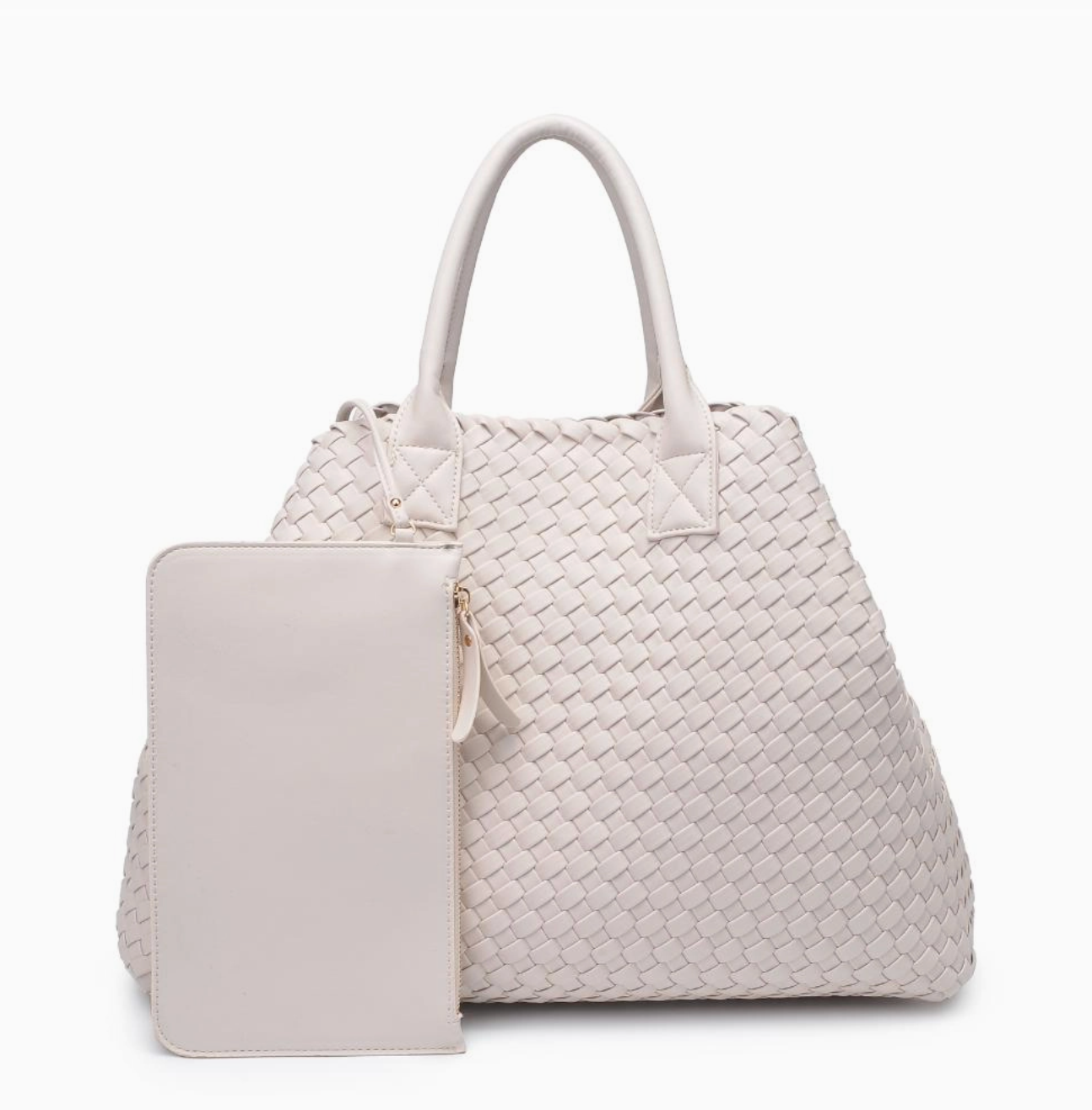 Ithaca Woven Vegan Leather Tote - Beige