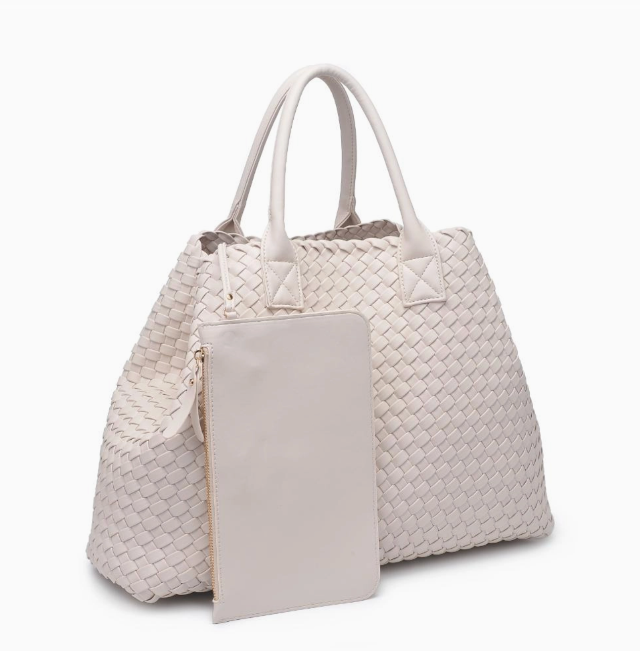 Ithaca Woven Vegan Leather Tote - Beige