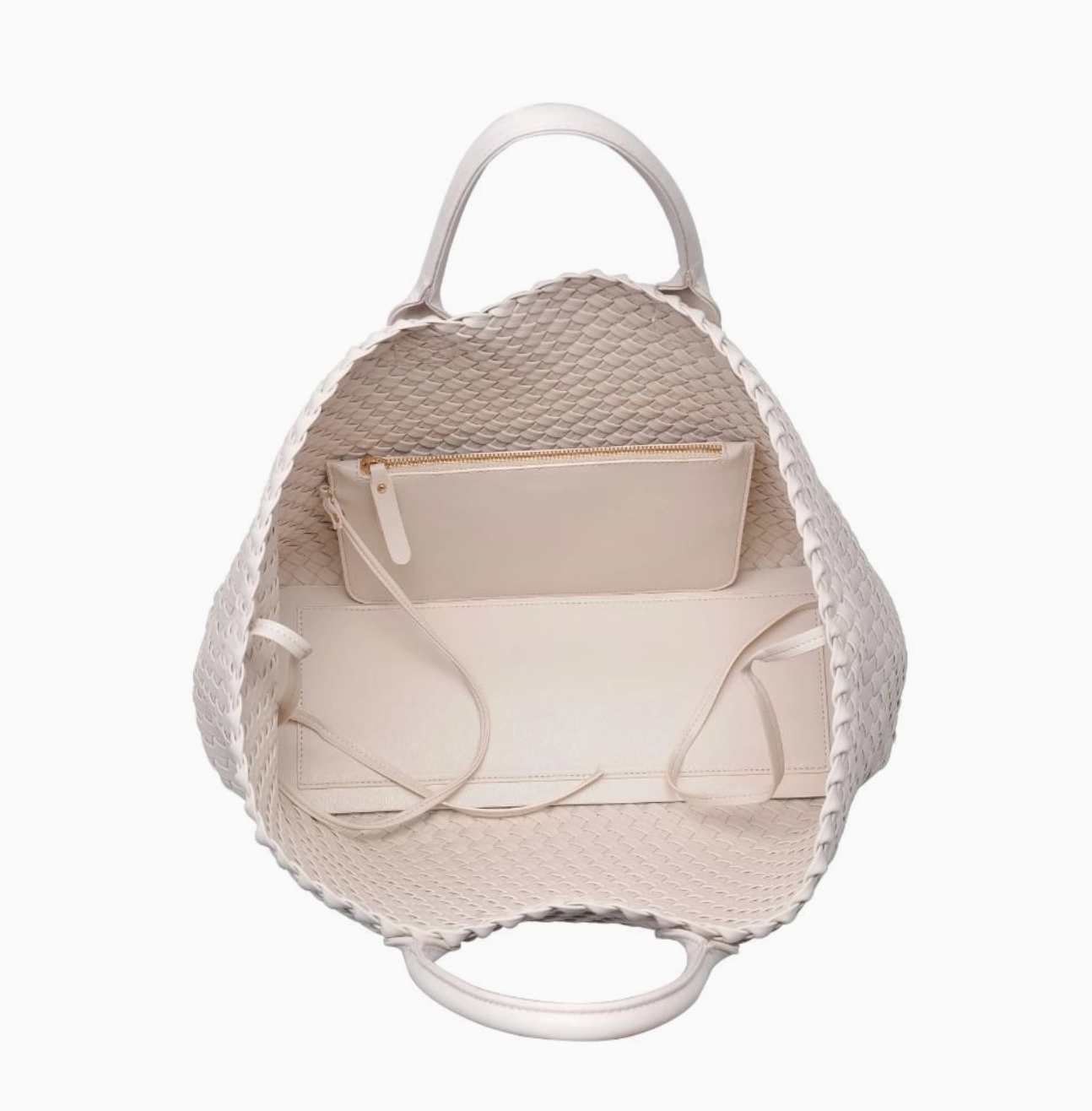 Ithaca Woven Vegan Leather Tote - Beige