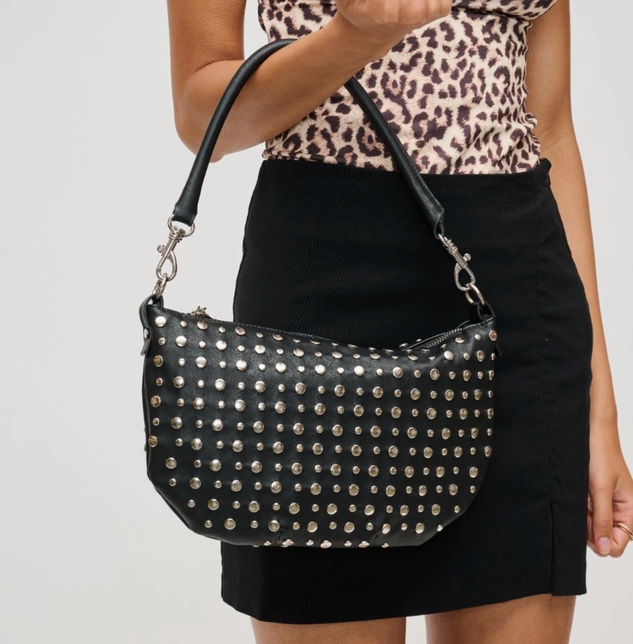 Jordan Studded Shoulder Bag - Crossbody - Black