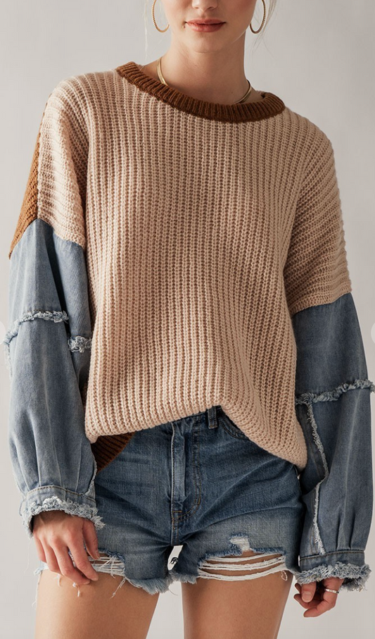 Soho Denim Sweater - Taupe