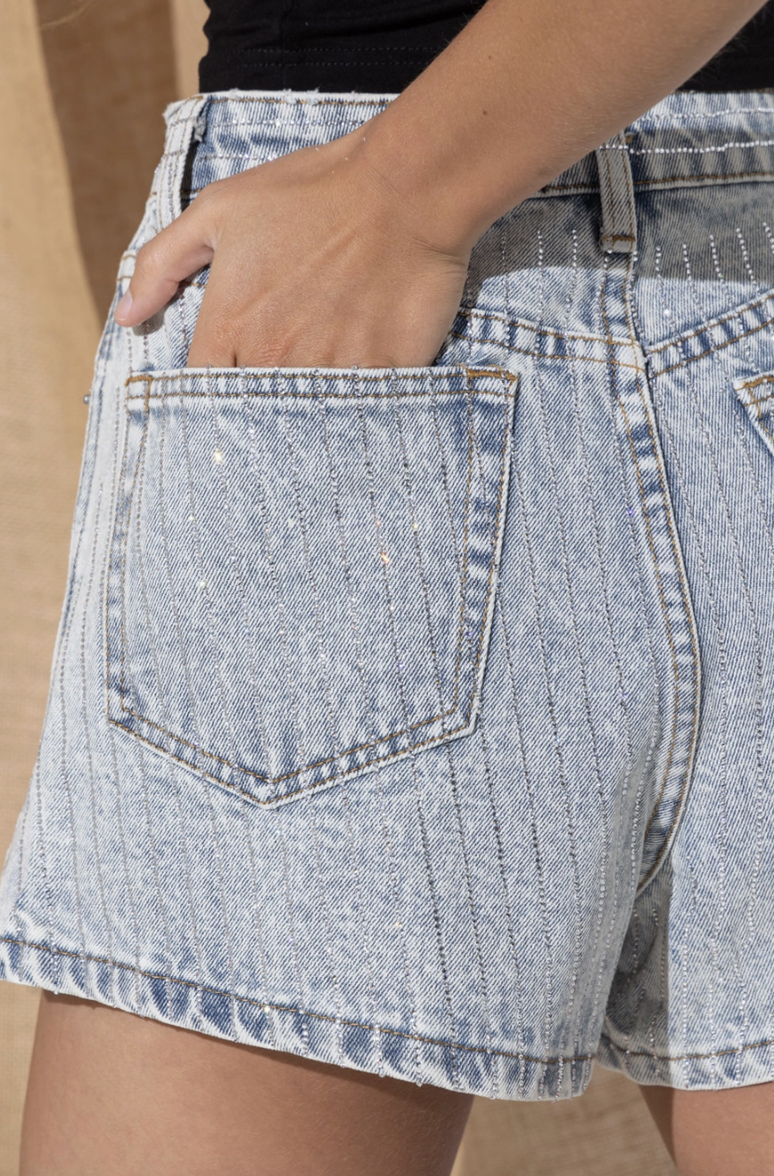 Crystal Mini Denim Shorts
