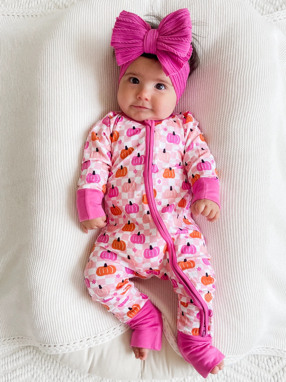Pumpkin Checkerboard Pink Romper